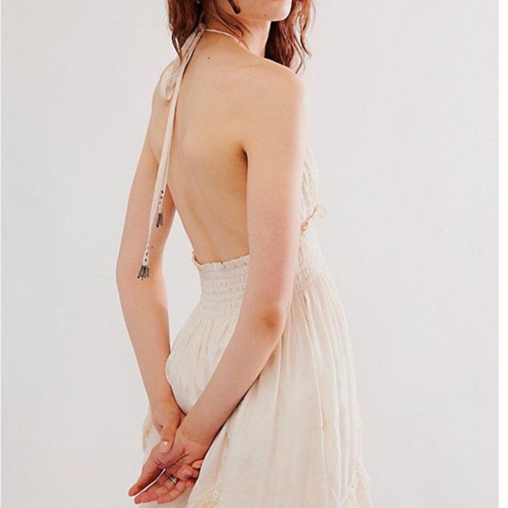 Free People Cream Backless Halter Mini Dress
New with tags